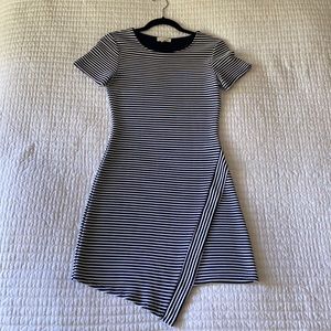 Asymmetric Striped Bodycon Dress